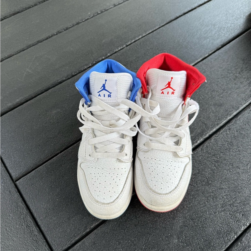 Nike Jordan 1 - Kids Sneakers - White, Red, and Blue